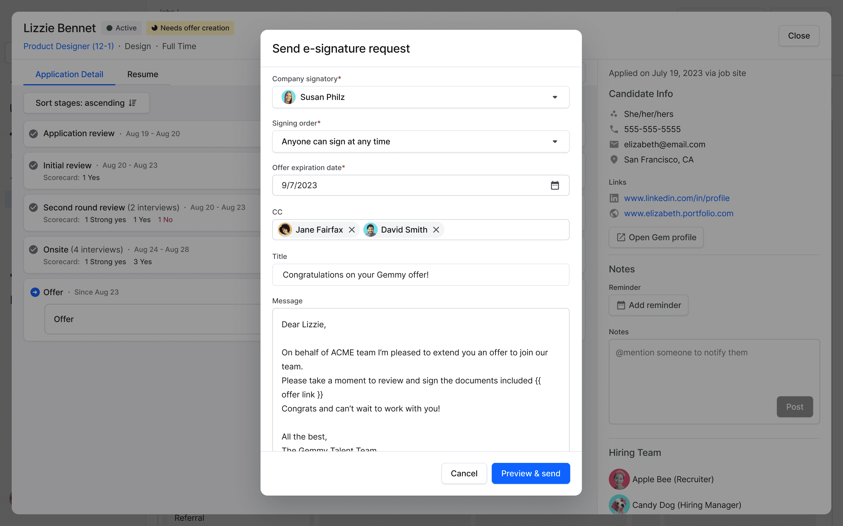 Gem ATS Offer Management
