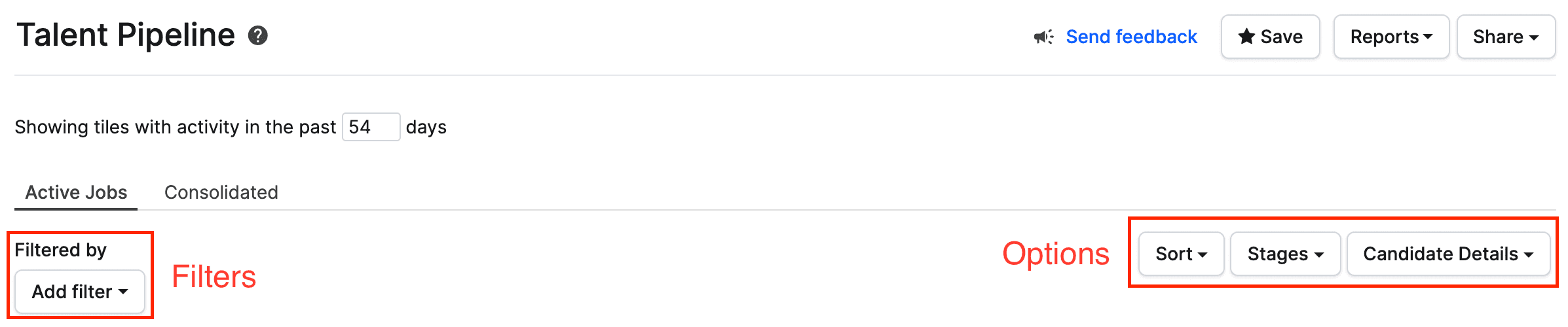 talent pipeline filters