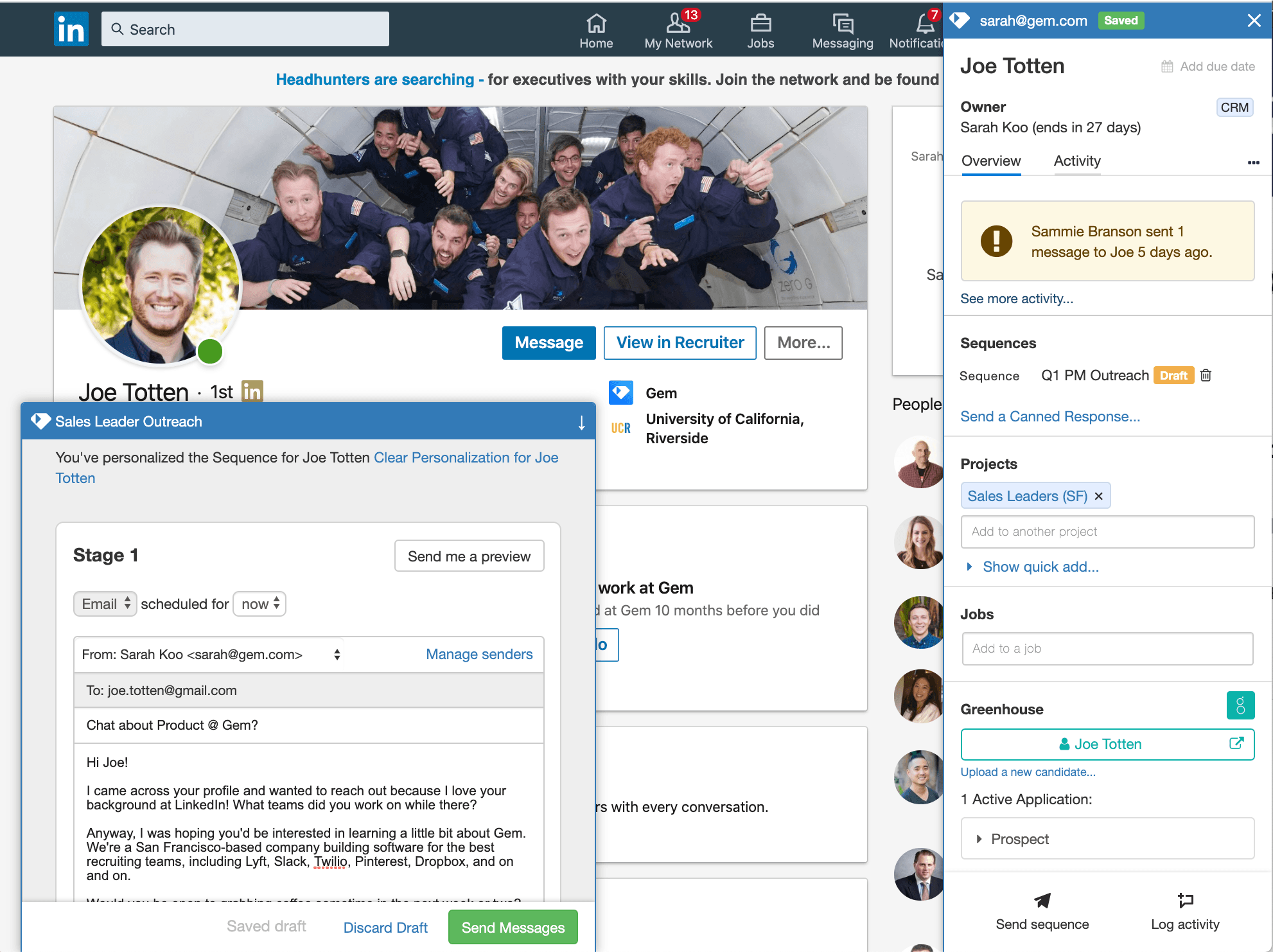 LinkedIn Sourcing Sequence Editor