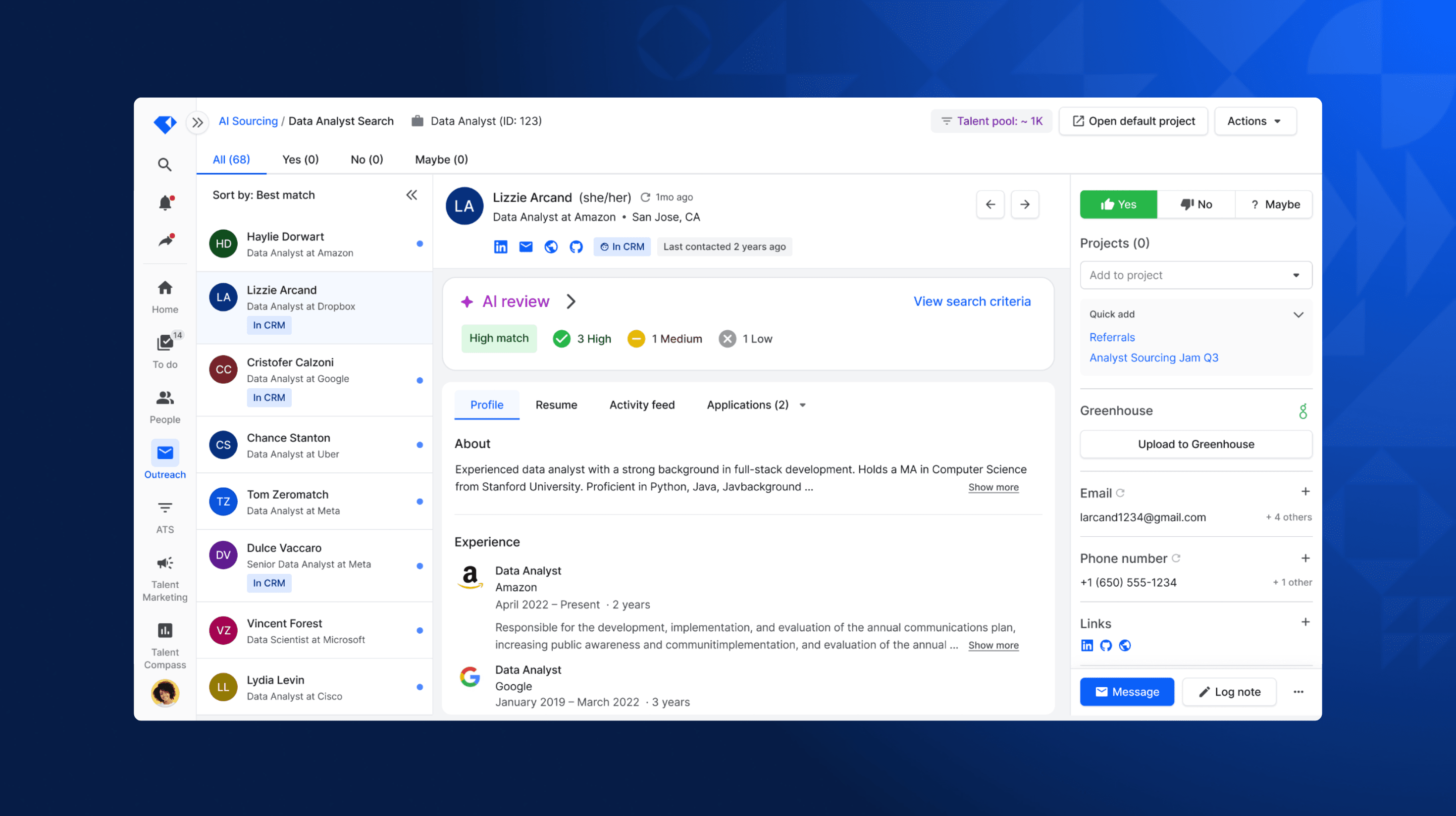 AI Sourcing: Full Product Screenshot